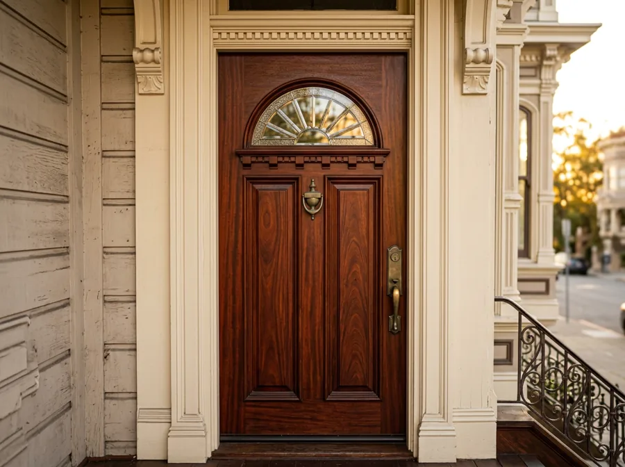 Wood entry door installation on Victorian San Francisco home