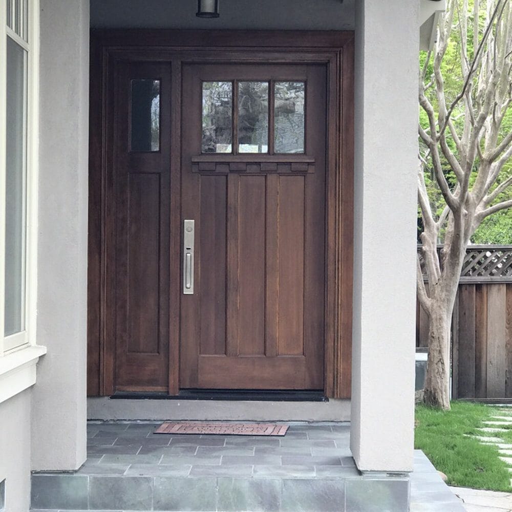 New Craftsman-style wood entry door installed on a San Francisco home
