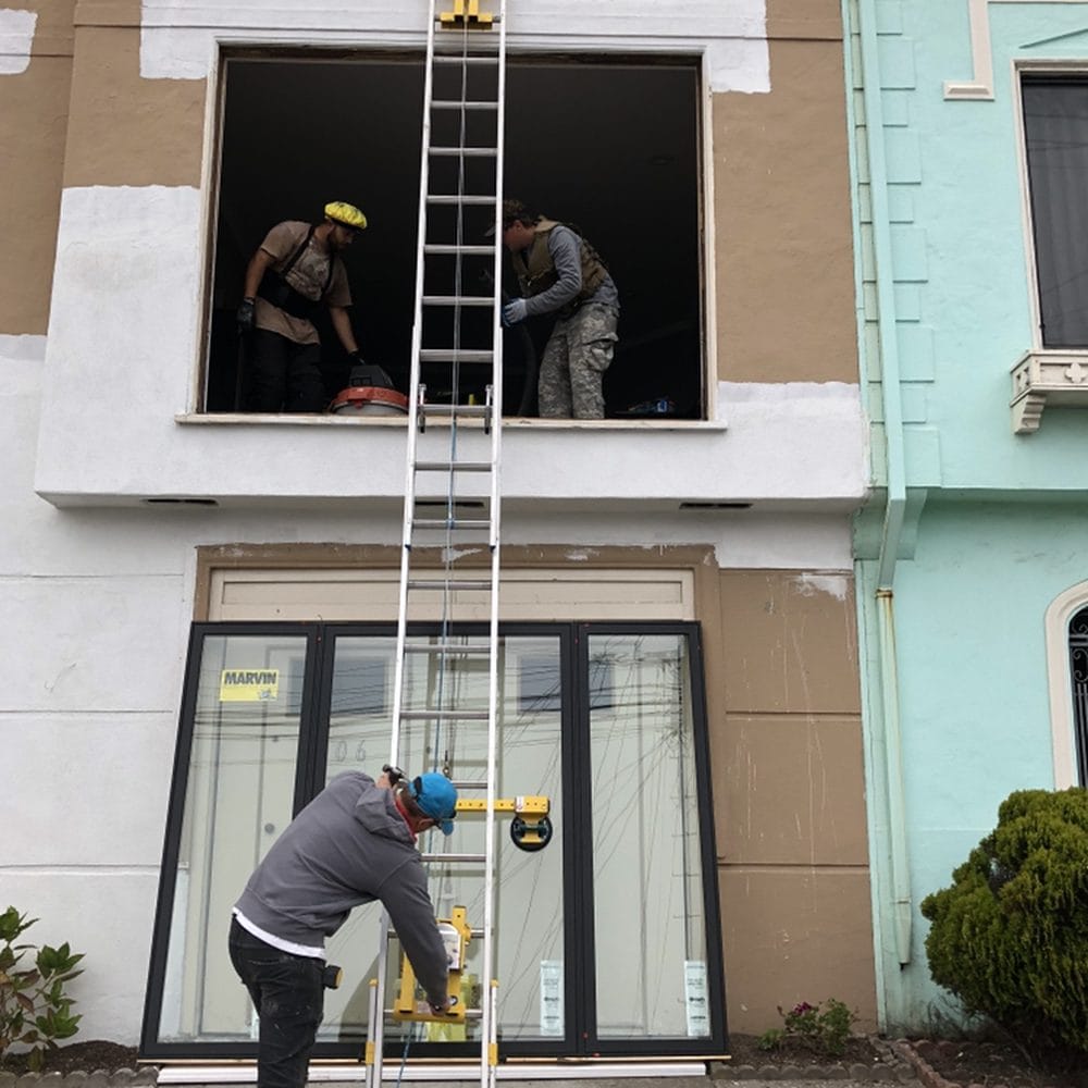 Window Station crew installing a Marvin window in San Francisco