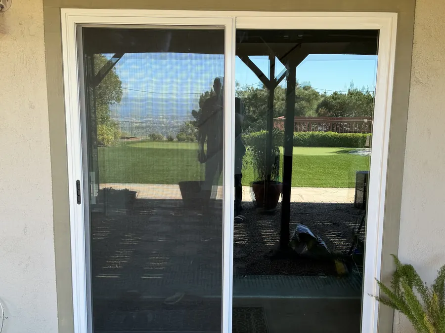 New sliding door opening onto a covered patio, Millbrae, CA