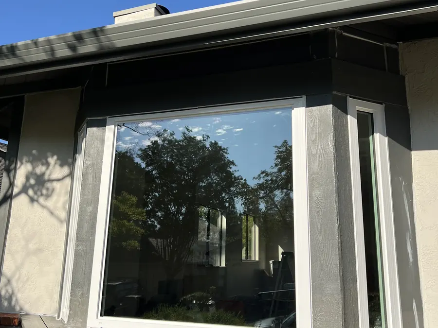 New bay window on a gray stucco home, South San Francisco, CA