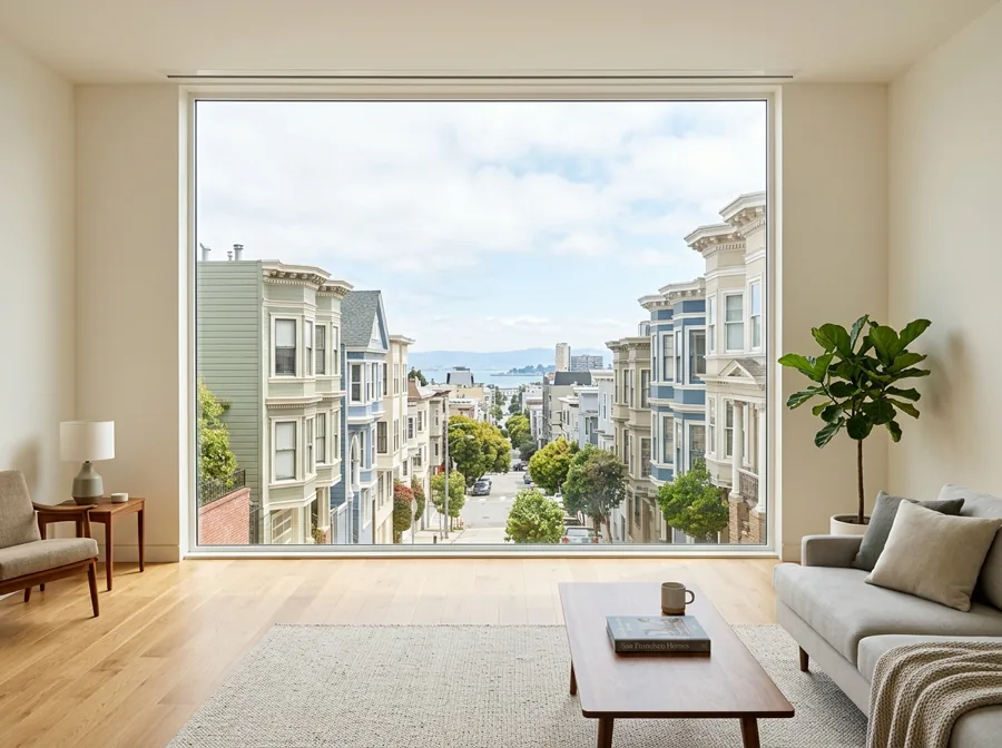 Large picture window in San Francisco living room
