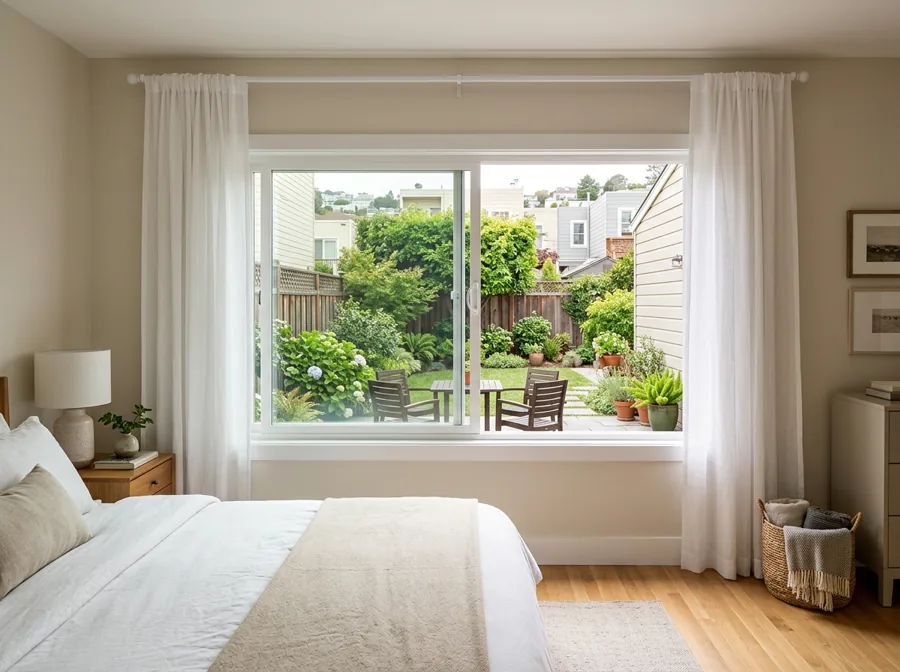 Horizontal sliding window in San Francisco bedroom